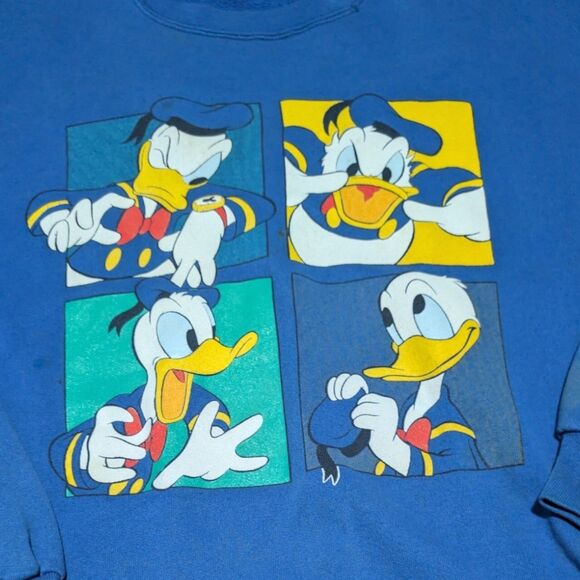 Vintage Disney Originals Donald Duck Pullover Distressed Sweatshirt Blue - Picture 5 of 6